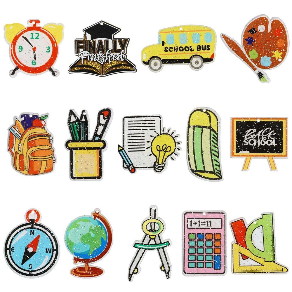 2928 28 pcs 14 Styles Teachers' Day Double-Sided Printed Acrylic Charms